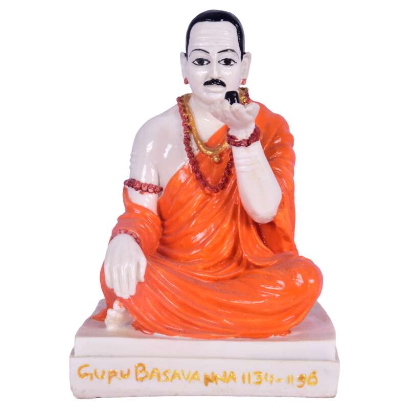 Lord Basaveshwara Basavanna Basav Idol White (ಬಸವೇಶ್ವರ 501)(Marble Dust)