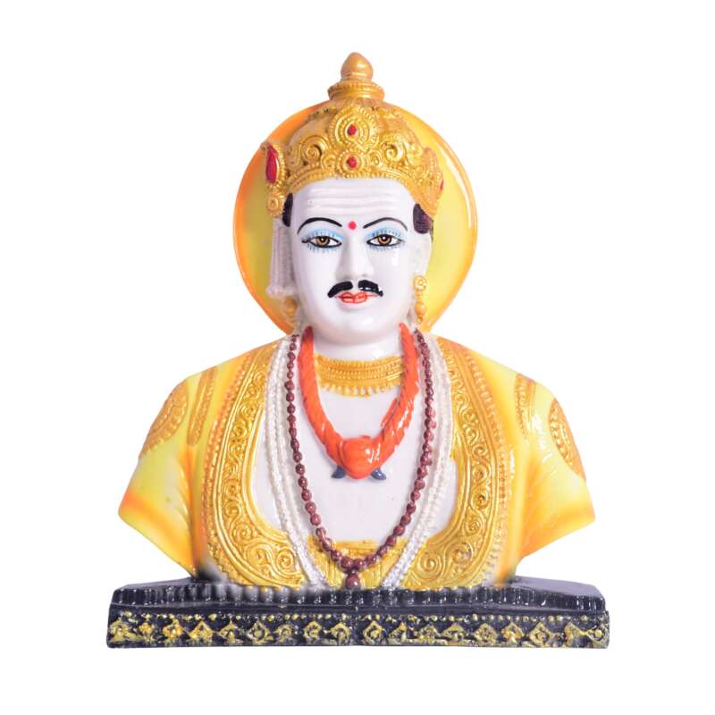Lord Basaveshwara Basavanna Basav Idol Orange (ಬಸವೇಶ್ವರ 902)(Marble Dust)