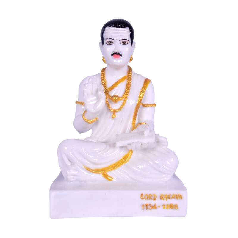 Lord Basaveshwara Basavanna Basav Idol (ಬಸವೇಶ್ವರ 1101)(Marble Dust White)