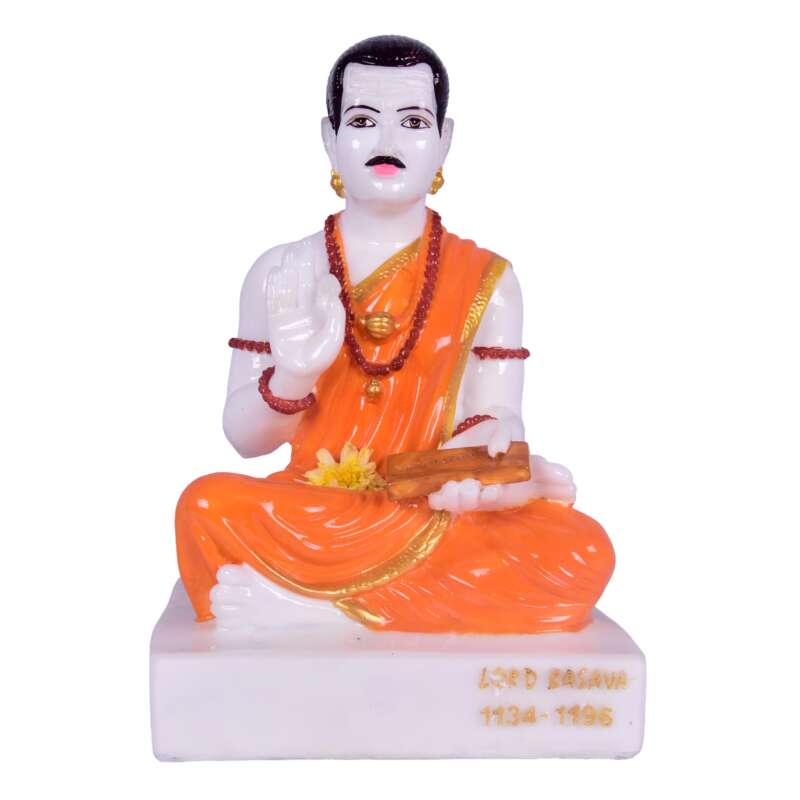 Lord Basaveshwara Basavanna Basav Idol RED ಬಸವೇಶ್ವರ 1104 (Marble Dust )