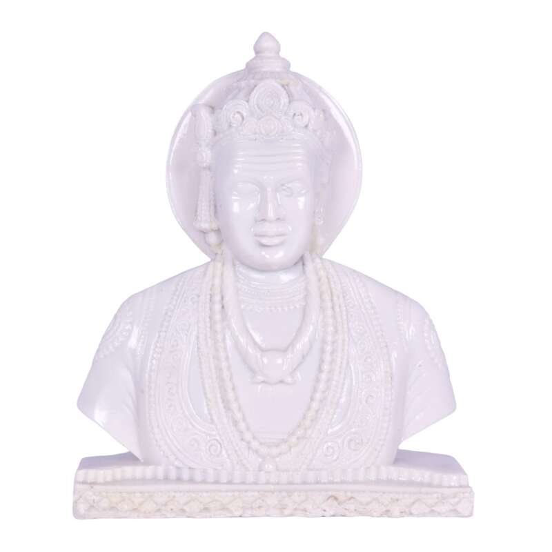 Lord Basaveshwara Basavanna Basav Idol White (ಬಸವೇಶ್ವರ 901)(Marble Dust)