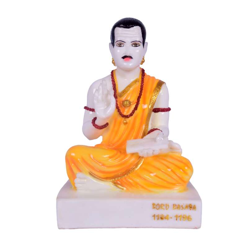 Lord Basaveshwara Basavanna Basav Idol Orange (ಬಸವೇಶ್ವರ 1102)(Marble Dust)