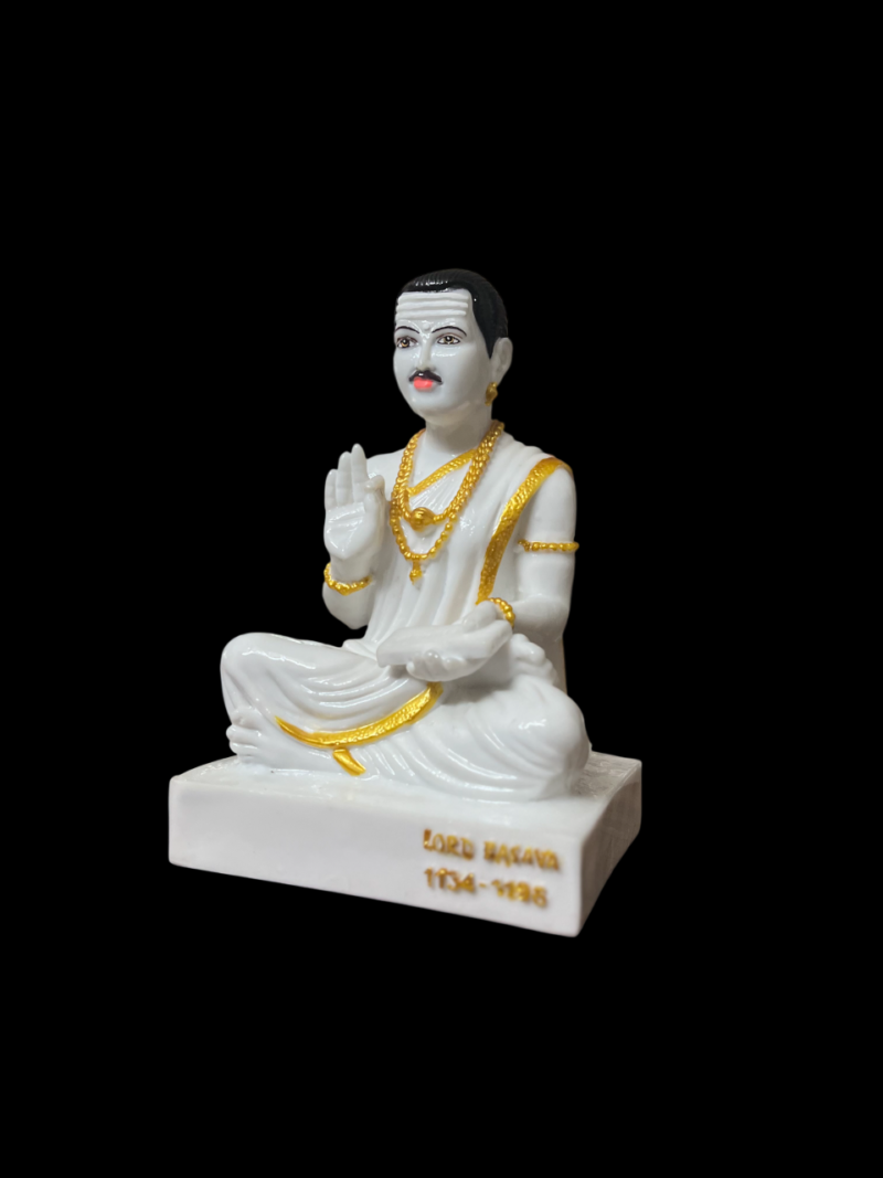 Lord Basaveshwara Basavanna Basav Idol (ಬಸವೇಶ್ವರ 1101)(Marble Dust White) - Image 4