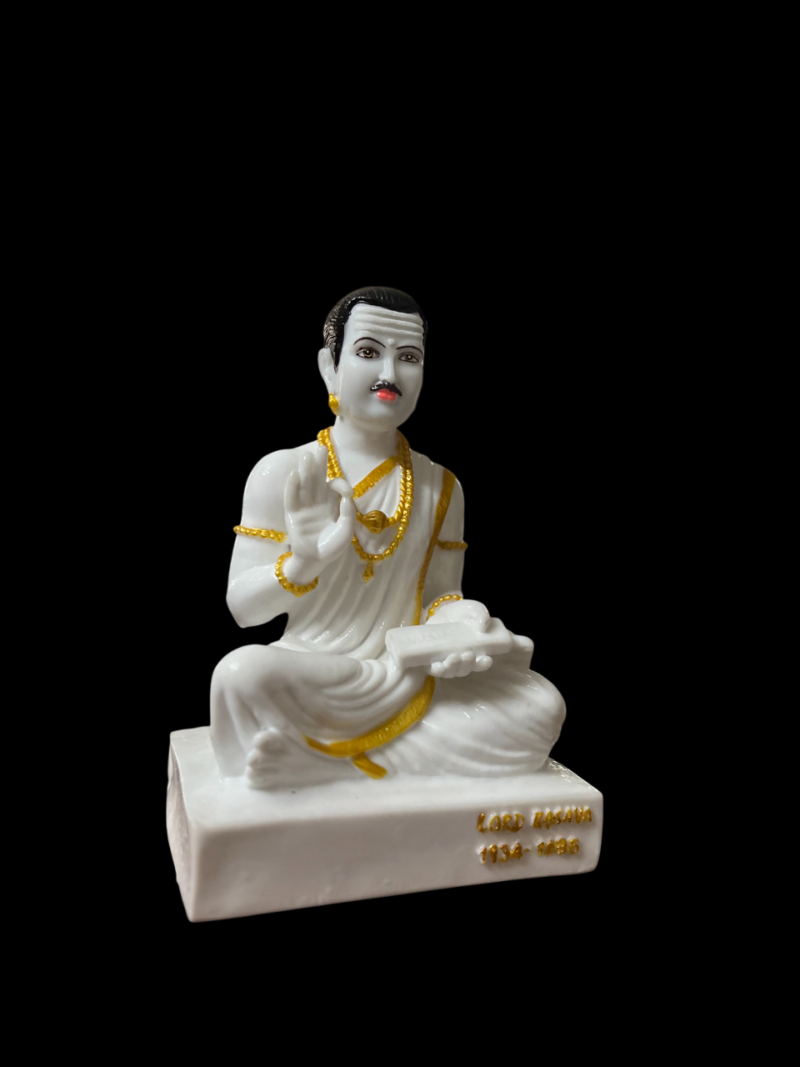 Lord Basaveshwara Basavanna Basav Idol (ಬಸವೇಶ್ವರ 1101)(Marble Dust White) - Image 7
