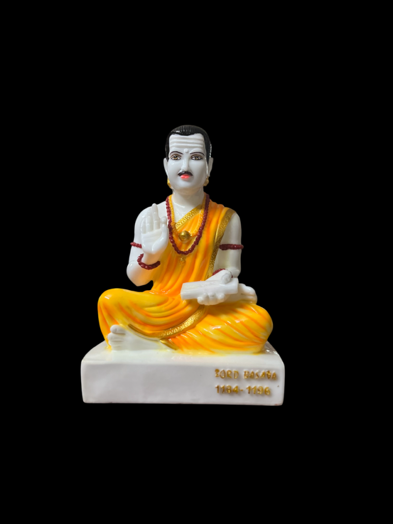 Lord Basaveshwara Basavanna Basav Idol Orange (ಬಸವೇಶ್ವರ 1102)(Marble Dust) - Image 6