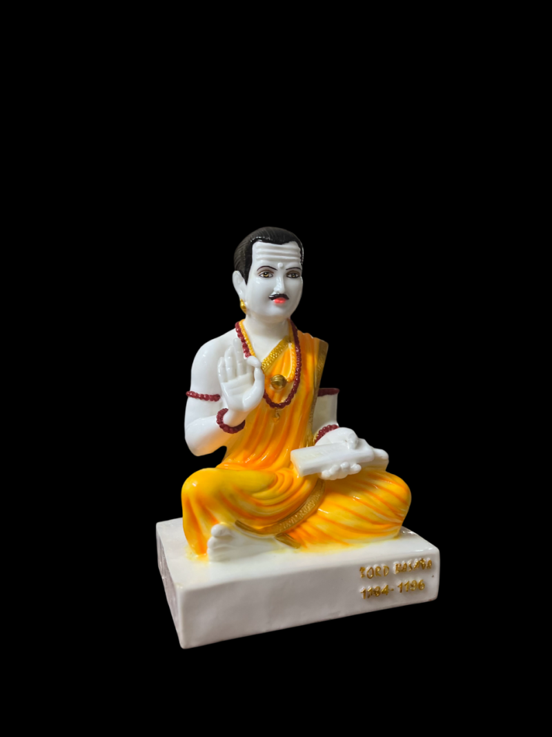 Lord Basaveshwara Basavanna Basav Idol Orange (ಬಸವೇಶ್ವರ 1102)(Marble Dust) - Image 5