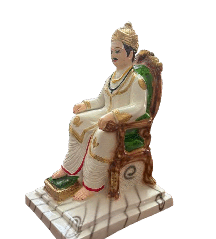 Lord Basaveshwara Basavanna Idol White (ಸಿಂಹಾಸನ ಬಸವೇಶ್ವರ 1402)(Marble Dust)